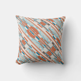 Blue Orange Beige Southwest look Slanted Mosaics Kudde