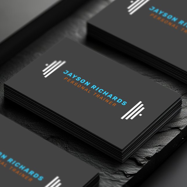 Blue/Orange Bold Barbell Personal Trainer Simple Visitkort (Skapare uppladdad)