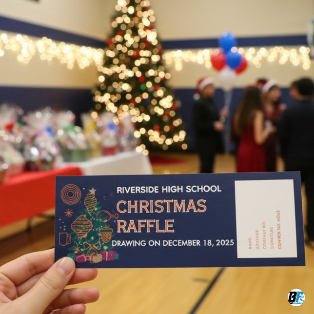 Blue Orange Christmas Raffle Entry Pass Ticket (Skapare uppladdad)