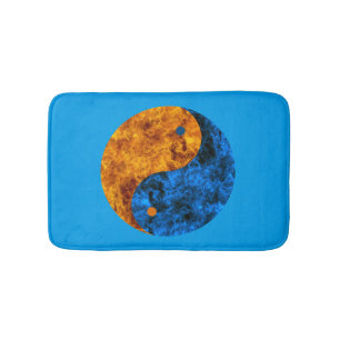 Blue Orange Fire Yin Yang Bath Mat Badrumsmatta