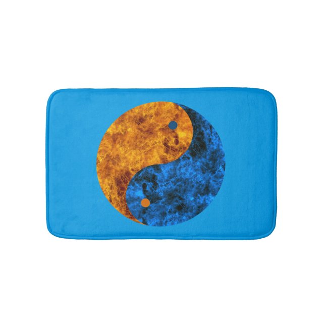 Blue Orange Fire Yin Yang Bath Mat Badrumsmatta (Framsidan)