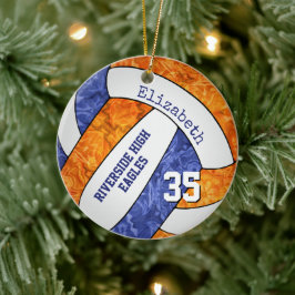 Blue orange Flickor volleyball player team memento Julgransprydnad Keramik