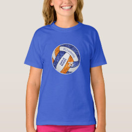 Blue orange Flickors volleyball Team färg T Shirt