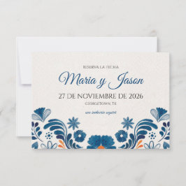 Blue Orange Floral Elegant Fiesta Spanish Wedding Spara Datumet