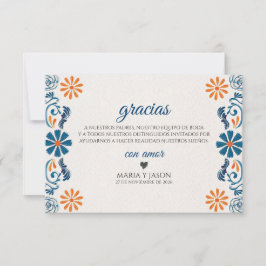 Blue Orange Floral Elegant Fiesta Spanish Wedding Tack Kort