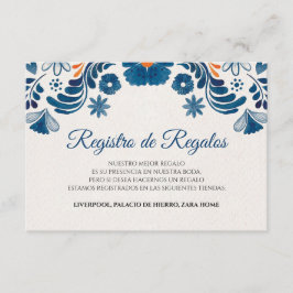 Blue Orange Floral Elegant Fiesta Spanish Wedding Tilläggskort