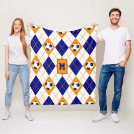 Blue orange-fotbollslaget färg argyle mönster fleecefilt