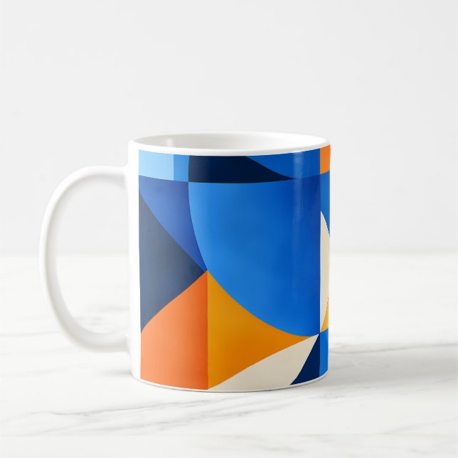 Blue Orange Geometric Abstract Kaffemugg (Vänster)
