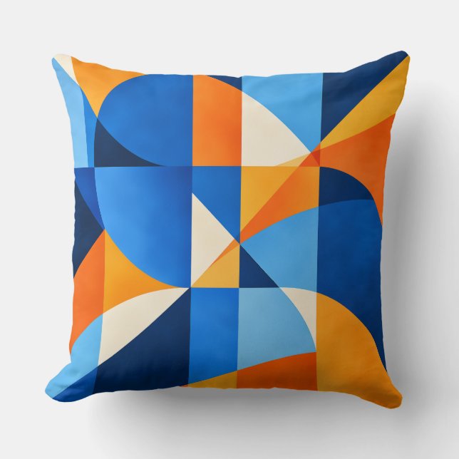 Blue Orange Geometric Abstract Kudde (Framsida)