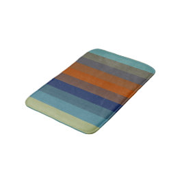 Blue, orange, green, and gray stripes badrumsmatta