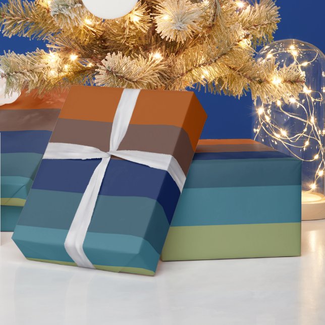 Blue, orange, green, and gray stripes presentpapper (Helgdagar)