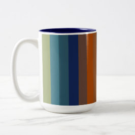 Blue, orange, green, and gray stripes Två-Tonad mugg