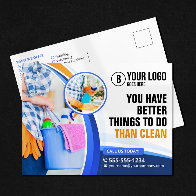 Blue Orange House Städning Janitorial Maid Service Vykort (Skapare uppladdad)