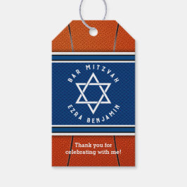 Blue Orange Jersey Basketball Pub Mitzvah Presentetikett