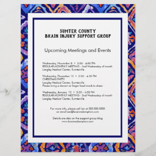 Blue Orange Navy Ikat Mönster Newsletter Reklamblad