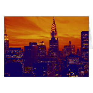 Blue Orange Pop Art New York City Hälsningskort