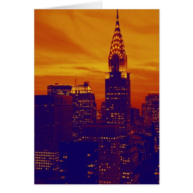 Blue Orange Pop Art New York City Hälsningskort (Framsidan)