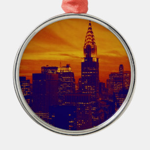 Blue Orange Pop Art New York City Julgransprydnad Metall
