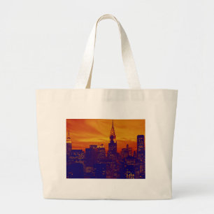 Blue Orange Pop Art New York City Jumbo Tygkasse