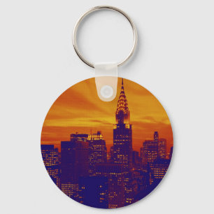 Blue Orange Pop Art New York City Nyckelring
