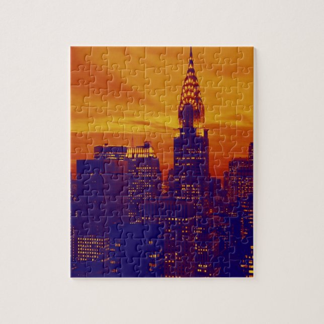 Blue Orange Pop Art New York City Pussel (Vertikal)