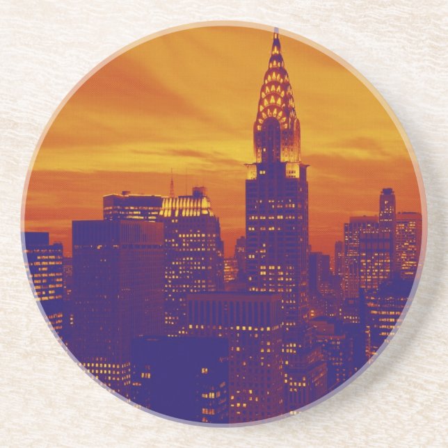 Blue Orange Pop Art New York City Underlägg Sandsten (Framsidan)