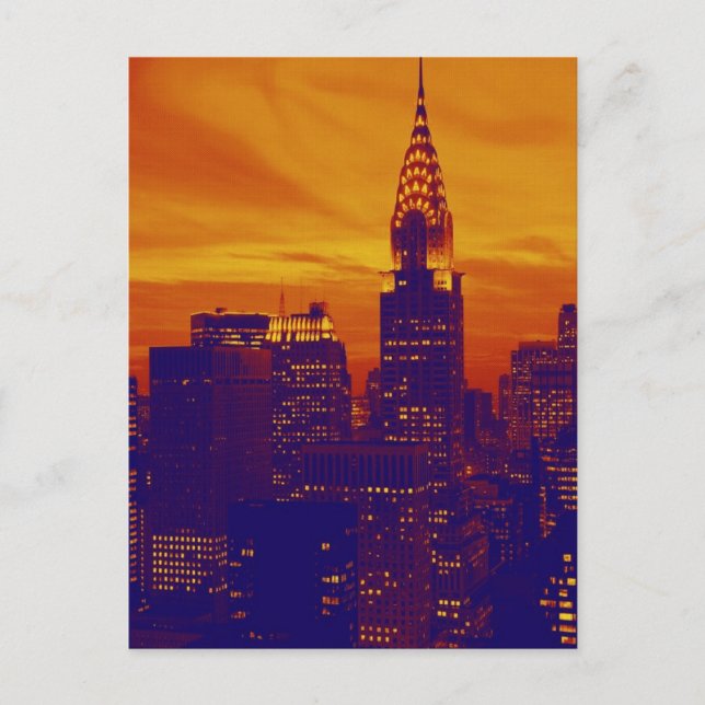 Blue Orange Pop Art New York City Vykort (Framsida)
