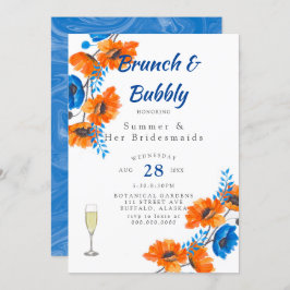 Blue Orange Poppy Bridesmaids Luncheon Inbjudningar