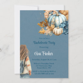 Blue Orange Pumpkin Peony Bachelorette Party Inbjudningar