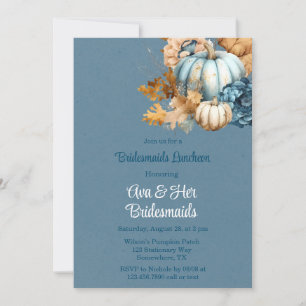 Blue Orange Pumpkin Peony Bridesmaids Luncheon Inbjudningar