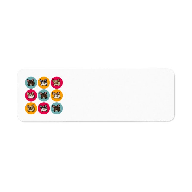 Blue Orange Rosa Frenchie Returadress Etikett (Framsidan)