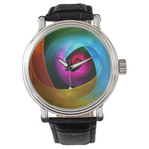 Blue Orange Rosa Modern Abstrakt Art Mönster #24 Armbandsur