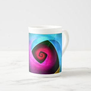 Blue Orange Rosa Modern Abstrakt Art Mönster #24 Benporslin Mugg