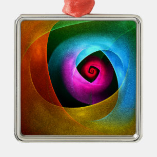 Blue Orange Rosa Modern Abstrakt Art Mönster #24 Julgransprydnad Metall