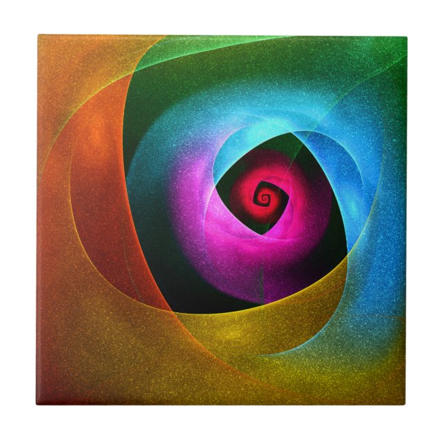 Blue Orange Rosa Modern Abstrakt Art Mönster #24 Kakelplatta (Framsidan)