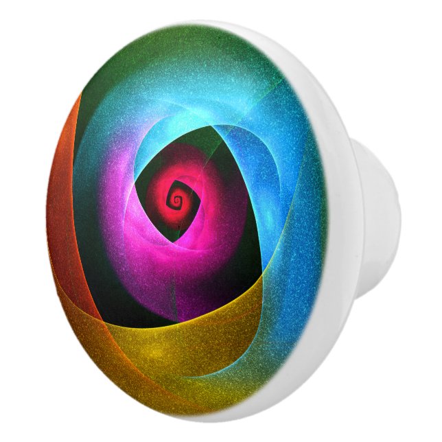 Blue Orange Rosa Modern Abstrakt Art Mönster #24 Knopp (Höger)