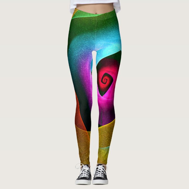 Blue Orange Rosa Modern Abstrakt Art Mönster #24 Leggings (Framsida)