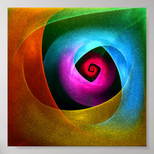 Blue Orange Rosa Modern Abstrakt Art Mönster #24 Poster