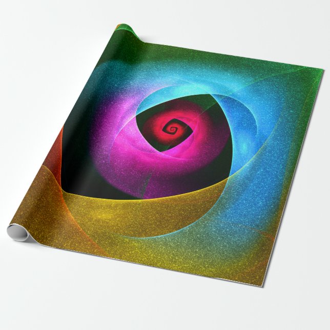 Blue Orange Rosa Modern Abstrakt Art Mönster #24 Presentpapper (Utrullad)