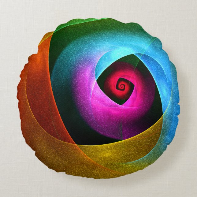 Blue Orange Rosa Modern Abstrakt Art Mönster #24 Rund Kudde (Framsidan)
