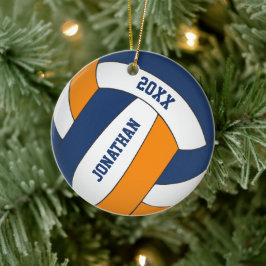 Blue orange Sport Team färg boys volleyball Julgransprydnad Keramik