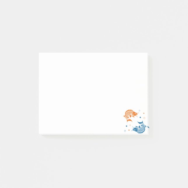 Blue Orange Summer Japansk koi Fish Post-it Block (Framsida)