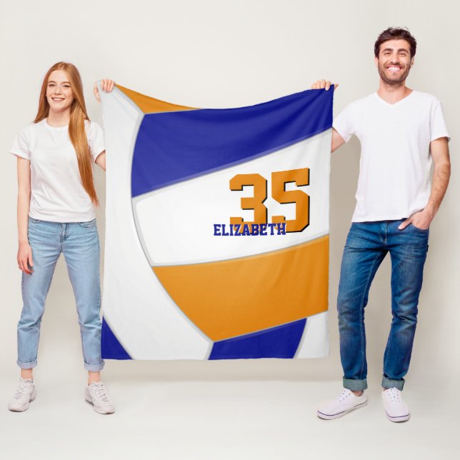 Blue orange Team färg ginormous volleyball Fleecefilt (På plats)