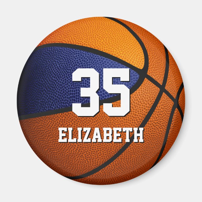 Blue orange Team färg-pojkar basketboll Magnet (Framsidan)