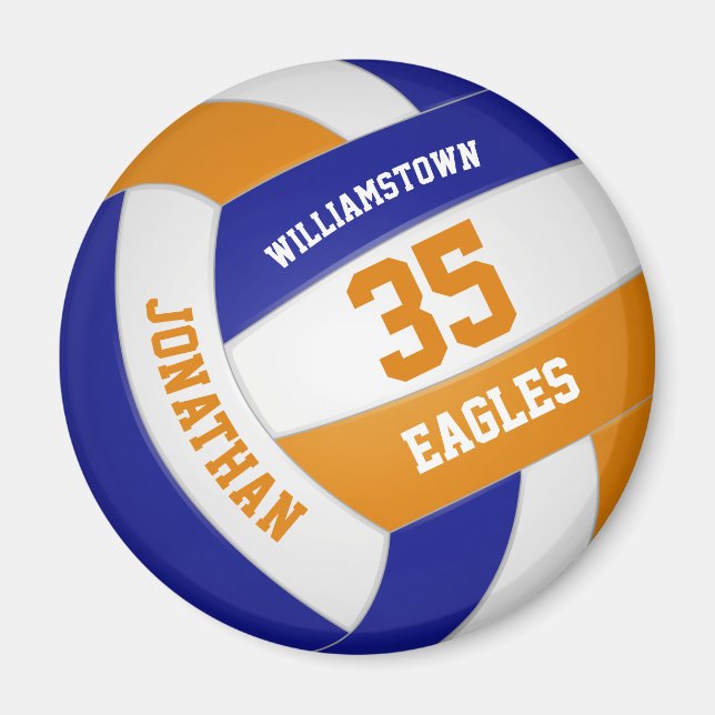 Blue orange Team färg pojkar flickor volleyball Magnet (Framsidan)