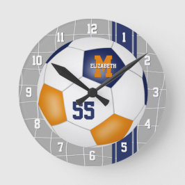 Blue orange Team färg varsity rand Soccer Rund Klocka