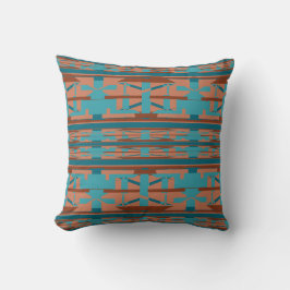 Blue Orange Turcos Southwest look Tribal Art Kudde