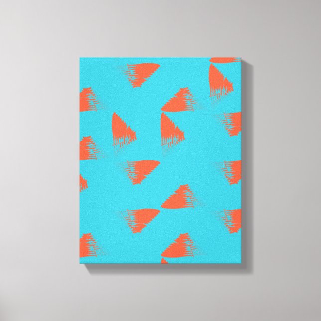 Blue, orange, vibrant, trendy geometric pattern canvastryck (Framsida)