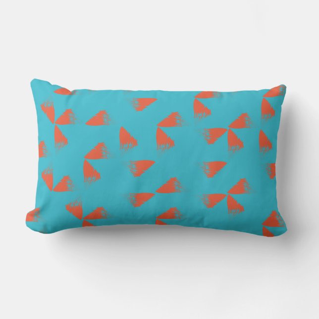 Blue, orange, vibrant, trendy geometric pattern lumbarkudde (Framsida)