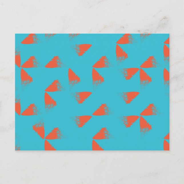 Blue, orange, vibrant, trendy geometric pattern vykort (Framsida)